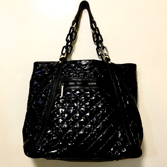 Large Tory Burch Tote Black Patent Leather - Picture 1 of 8